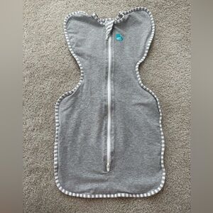 Love to Dream Gray Swaddle with Striped Trim